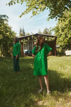 BAWEŁNIANA SUKIENKA Z KRÓTKIM KIMONOWYM RĘKAWEM - ALIATI