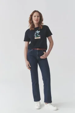 BAWEŁNIANY T-SHIRT Z KWIATOWYM NADRUKIEM — MALATI