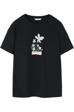 BAWEŁNIANY T-SHIRT Z KWIATOWYM NADRUKIEM — MALATI