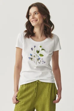 BAWEŁNIANY T-SHIRT Z KWIATOWYM NADRUKIEM - ANTONIA