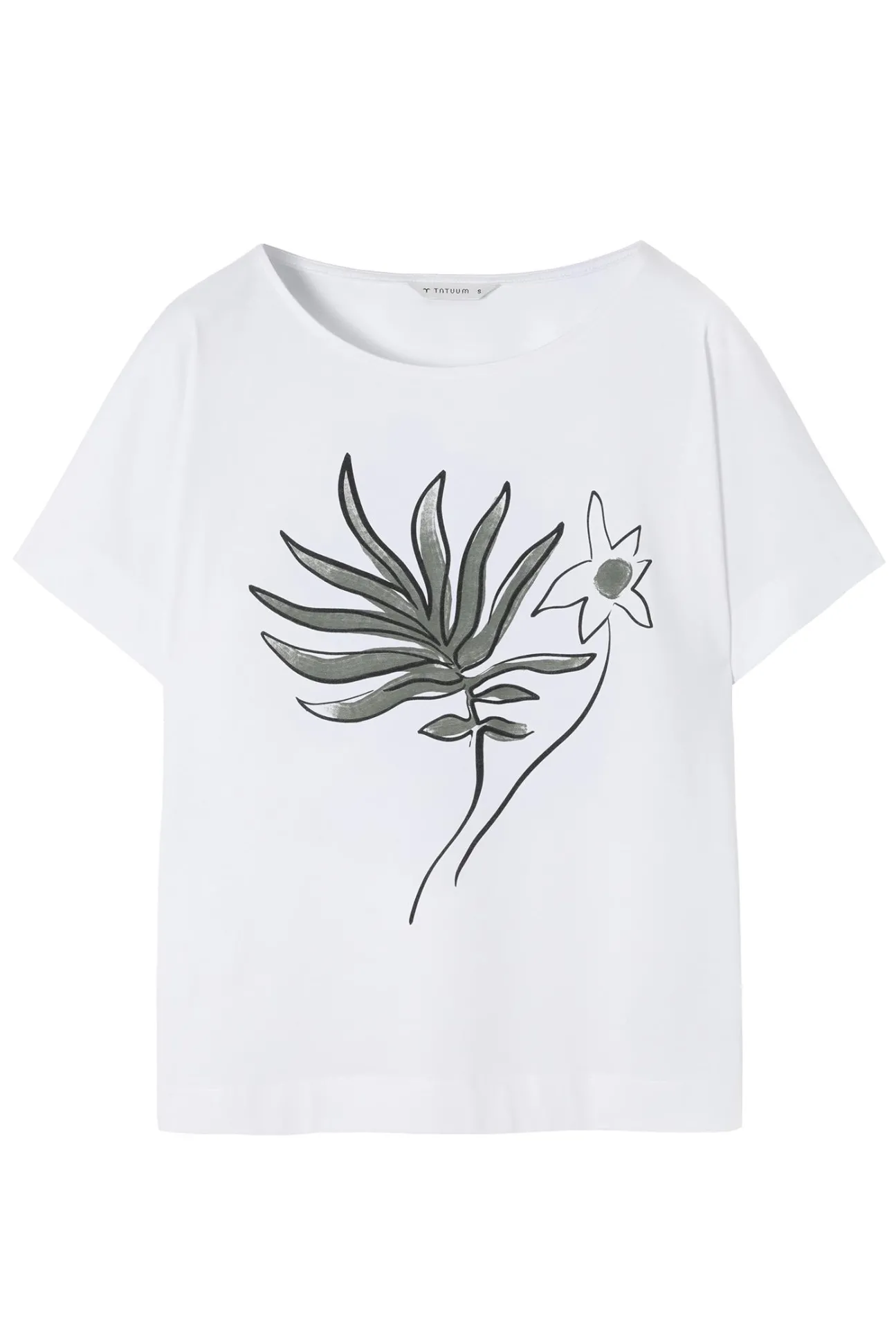 BAWEŁNIANY T-SHIRT Z ROŚLINNYM NADRUKIEM - LALI