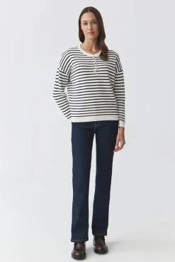 CASUALOWY SWETER DAMSKI W POPRZECZNE PASY — FANNY 1