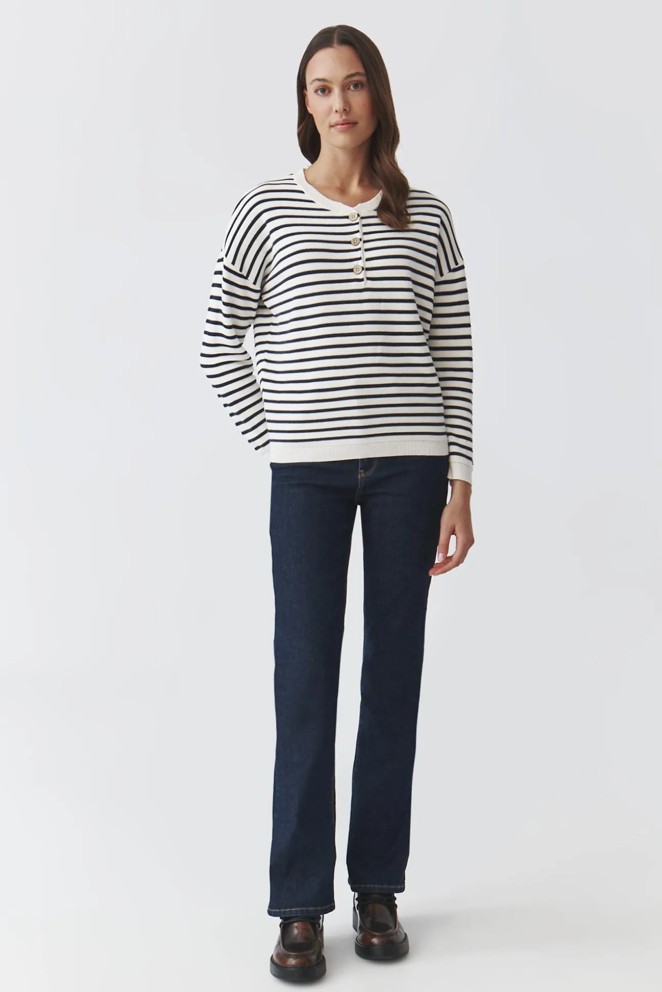 CASUALOWY SWETER DAMSKI W POPRZECZNE PASY — FANNY 1