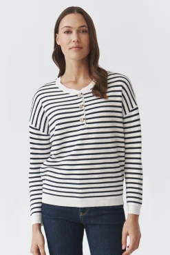 CASUALOWY SWETER DAMSKI W POPRZECZNE PASY — FANNY 1