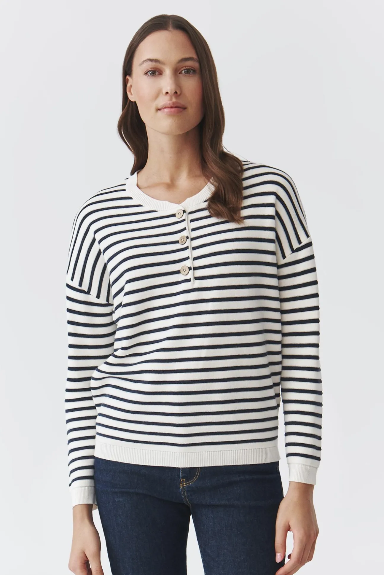 CASUALOWY SWETER DAMSKI W POPRZECZNE PASY — FANNY 1