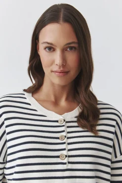 CASUALOWY SWETER DAMSKI W POPRZECZNE PASY — FANNY 1