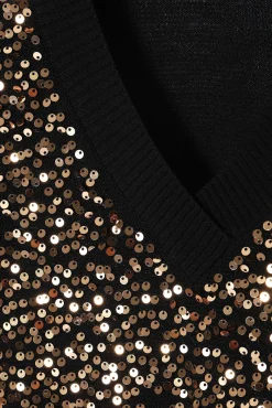 CEKINOWY SWETER DAMSKI Z KRÓTKIM RĘKAWEM ICOMO