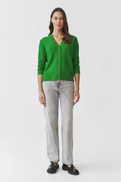 DAMSKI KARDIGAN Z GUZIKAMI I WARKOCZOWYM WZOREM — LILAC 1