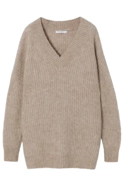 DAMSKI SWETER OVERSIZE Z DEKOLTEM W SEREK — ONYX