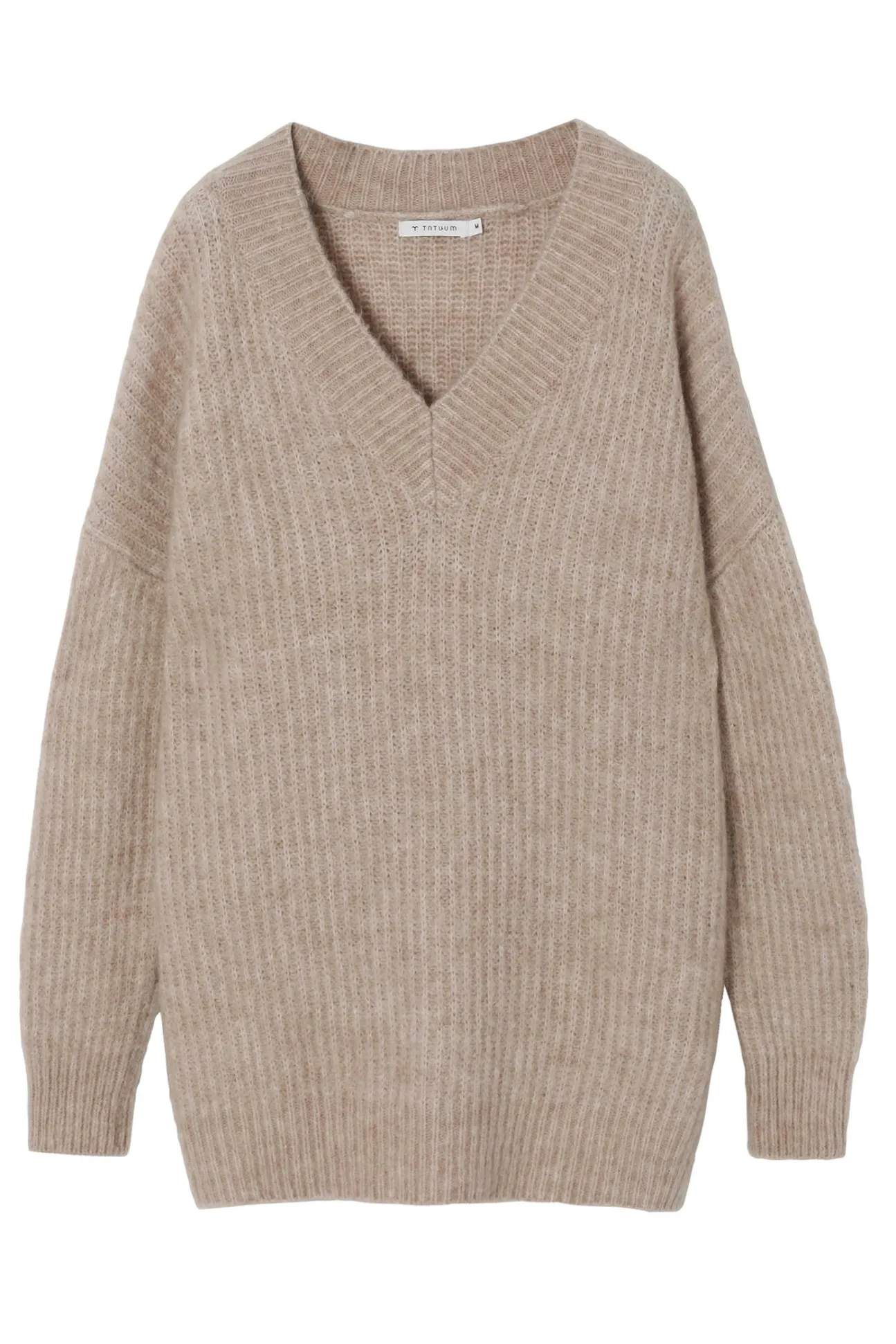 DAMSKI SWETER OVERSIZE Z DEKOLTEM W SEREK — ONYX
