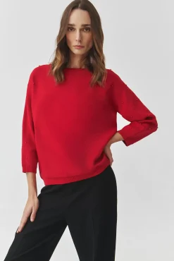 DAMSKI SWETER Z OZDOBNYMI KULECZKAMI — PERLO