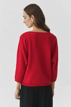 DAMSKI SWETER Z OZDOBNYMI KULECZKAMI — PERLO