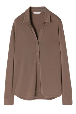 DZIANINOWA KOSZULA DAMSKA Z DŁUGIM RĘKAWEM - LARYSA