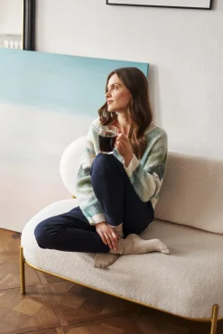DZIANINOWE SPODNIE DAMSKIE ZE ŚCIĄGACZEM W TALII - SENTI 1
