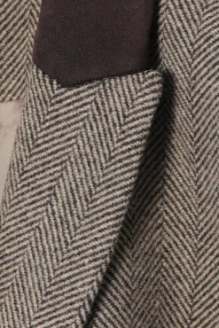 KLASYCZNY PŁASZCZ DAMSKI TKANINOWY W JODEŁKĘ SOWIA