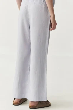 LNIANE SPODNIE Z SZEROKĄ NOGAWKĄ — CANELA