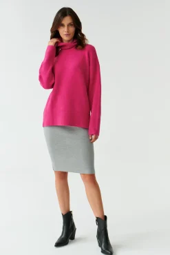 OVERSIZOWY SWETER DAMSKI Z GOLFEM WAMKO 1