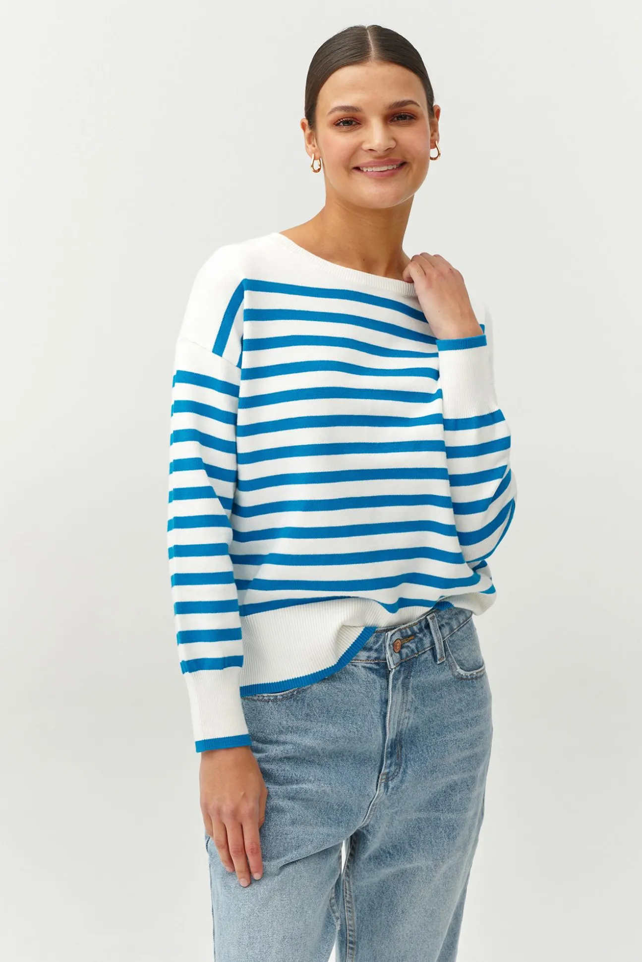 OVERSIZOWY SWETER DAMSKI W PASKI - MIRO