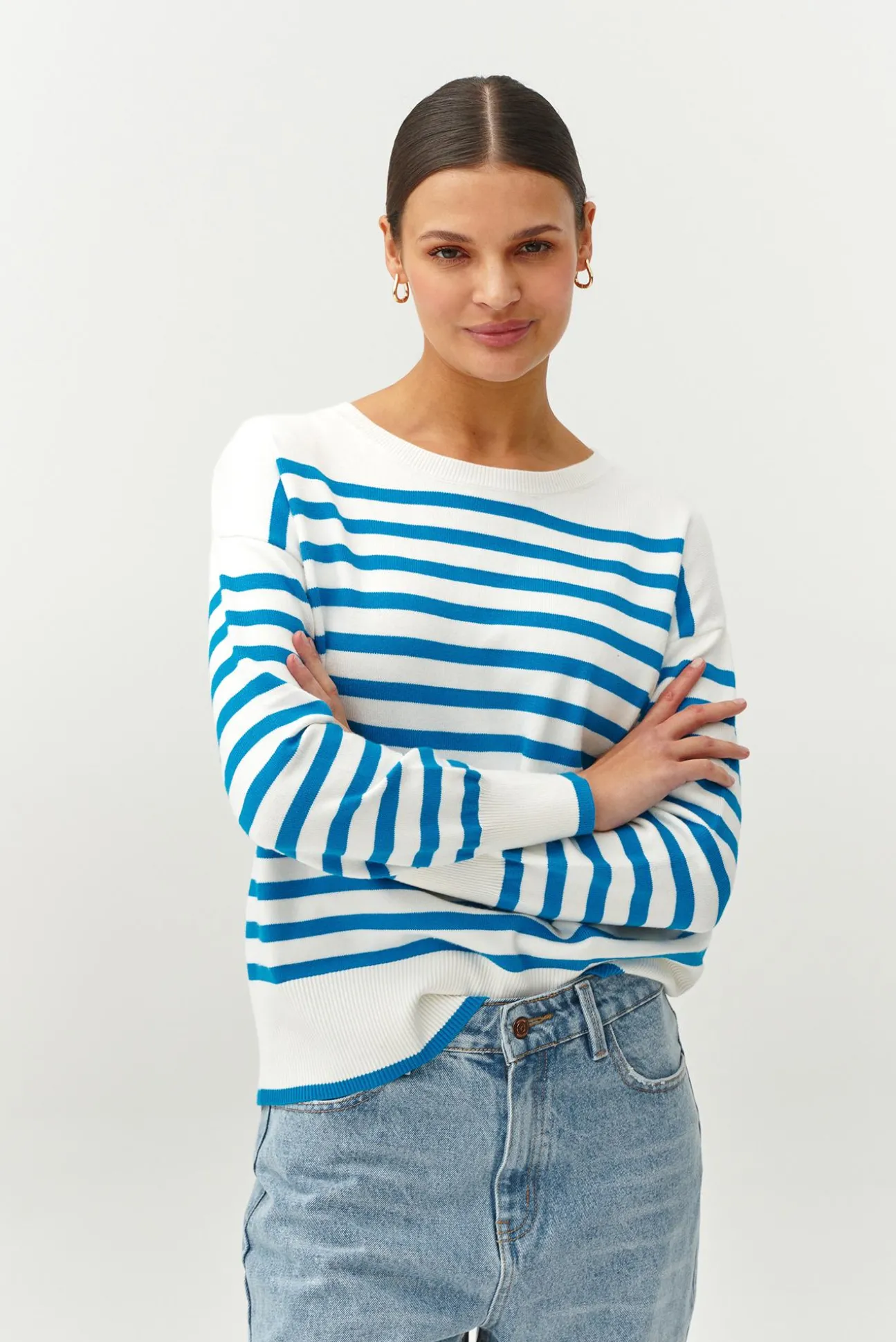 OVERSIZOWY SWETER DAMSKI W PASKI - MIRO