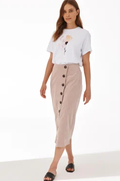 SPÓDNICA MIDI Z GUZIKAMI ALMAKO