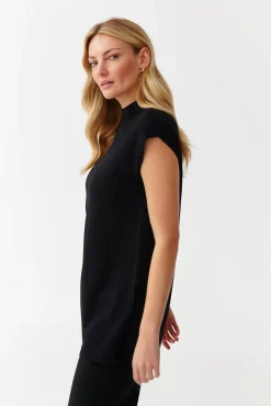 STYLOWY SWETER DAMSKI BEZRĘKAWNIK - LENO