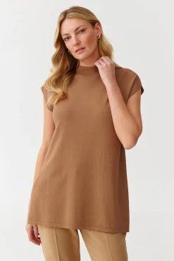 STYLOWY SWETER DAMSKI BEZRĘKAWNIK - LENO