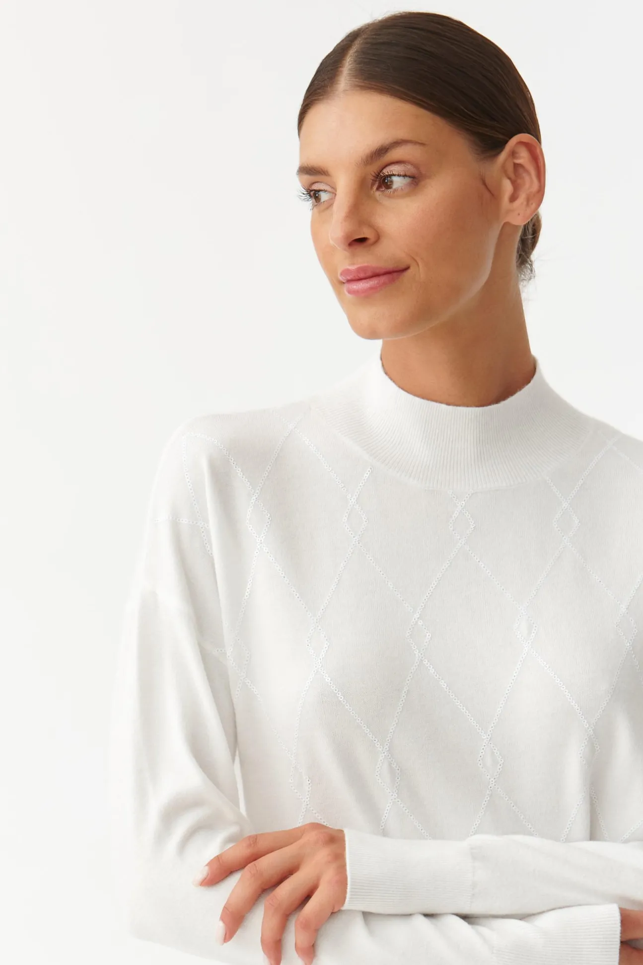 SWETER DAMSKI W CEKINOWE ROMBY CEKIRO