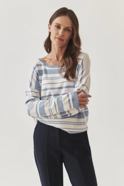 SWETER DAMSKI W NIEREGULARNE PASKI - STRIPPI