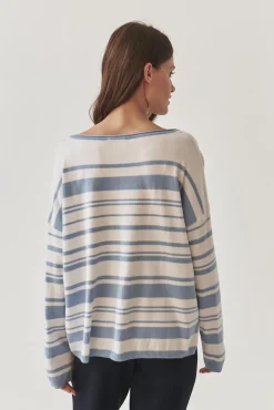 SWETER DAMSKI W NIEREGULARNE PASKI - STRIPPI