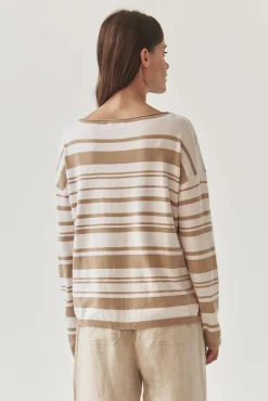 SWETER DAMSKI W NIEREGULARNE PASKI - STRIPPI