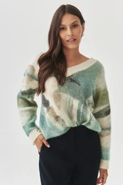 SWETER DAMSKI Z ABSTRAKCYJNYM NADRUKIEM - STACY