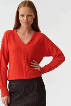 SWETER DAMSKI Z DEKOLTEM W SEREK POLI