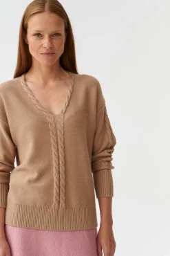 SWETER DAMSKI Z DEKOLTEM W SEREK POLI