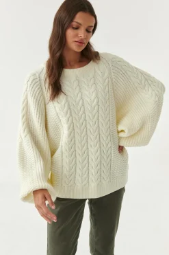 SWETER DAMSKI Z FANTAZYJNYM SPLOTEM SAMOLO