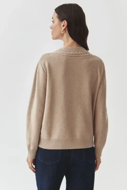 SWETER DAMSKI Z GUZIKAMI I WARKOCZOWYM WZOREM — LILAC