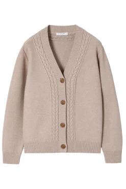 SWETER DAMSKI Z GUZIKAMI I WARKOCZOWYM WZOREM — LILAC