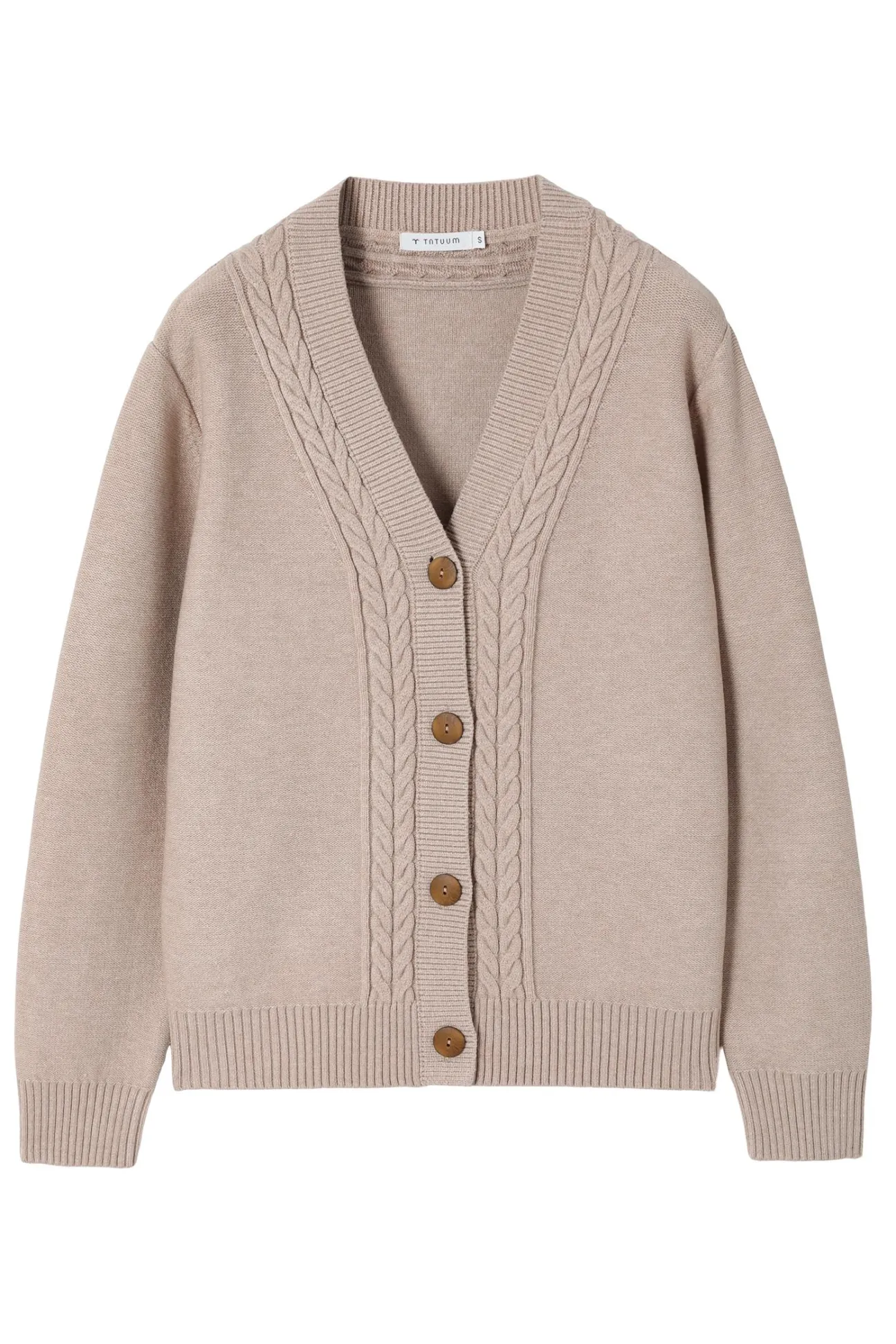 SWETER DAMSKI Z GUZIKAMI I WARKOCZOWYM WZOREM — LILAC