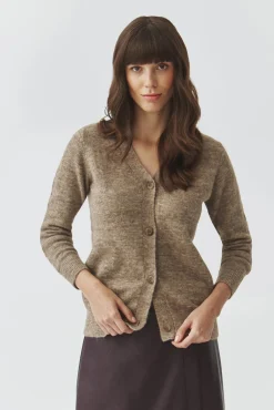 SWETER DAMSKI Z GUZIKAMI I DEKOLTEM W SEREK — AUTUMN