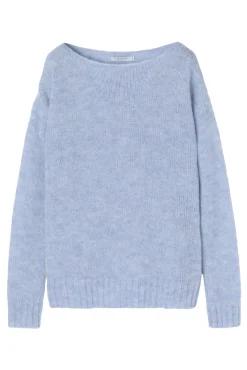 SWOBODNY SWETER DAMSKI Z DEKOLTEM W ŁÓDKĘ FLUFKO