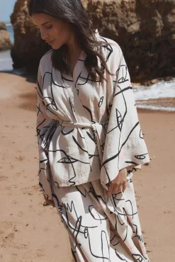 WZORZYSTY KIMONOWY ŻAKIET Z WIĄZANIEM - KIMONI 1